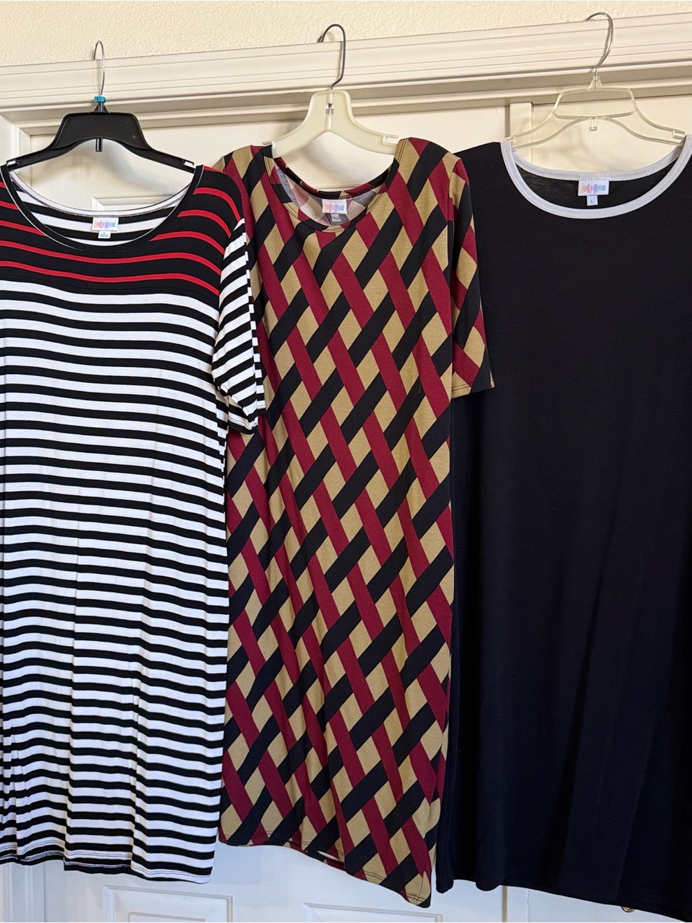 LuLaRoe Midi Dresses in Black, White, Red, and Tan - 3 Styles